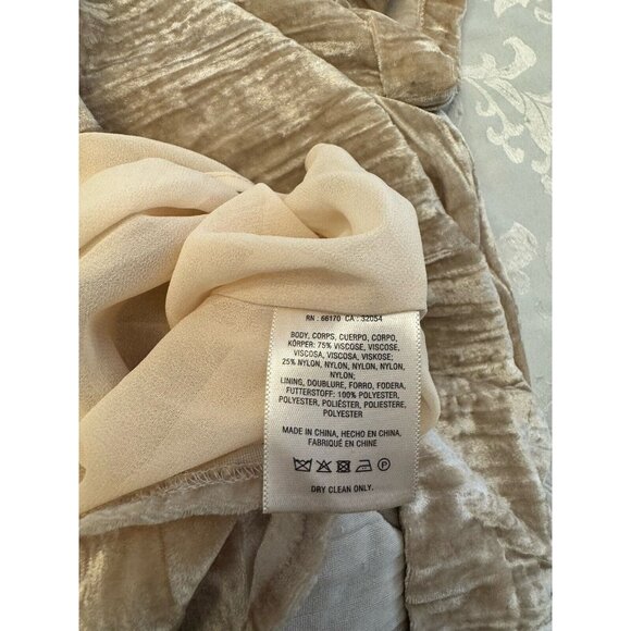 Floreat Anthropologie Crushed Velvet Sheath Dress Size XS Beige Pockets Party‎ - Picture 6 of 11